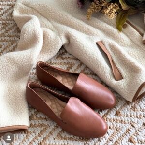 Birdies The Starling Smoking Slipper Flats in Cognac Leather